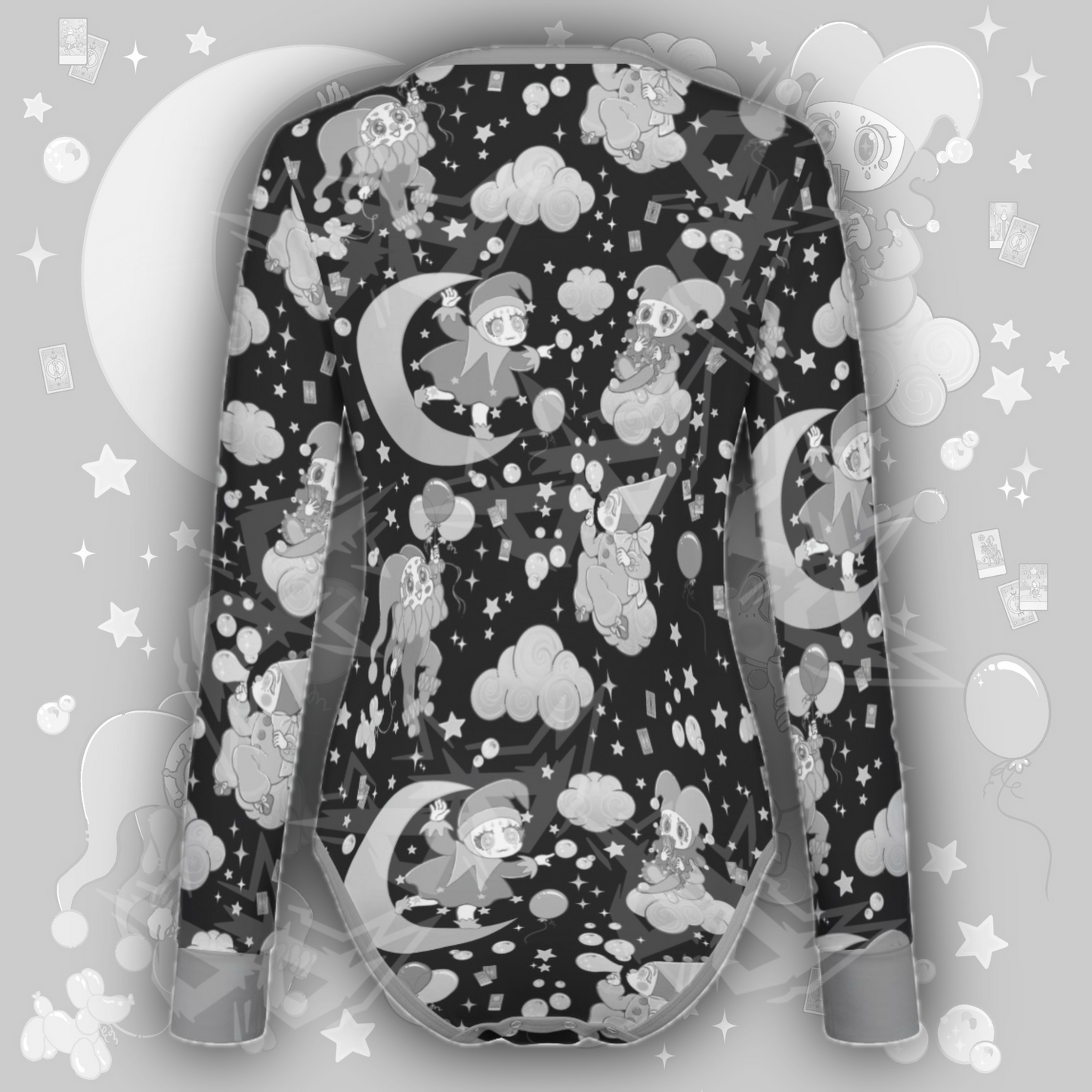 Cosmic Clowns L/S Onesie | Grey