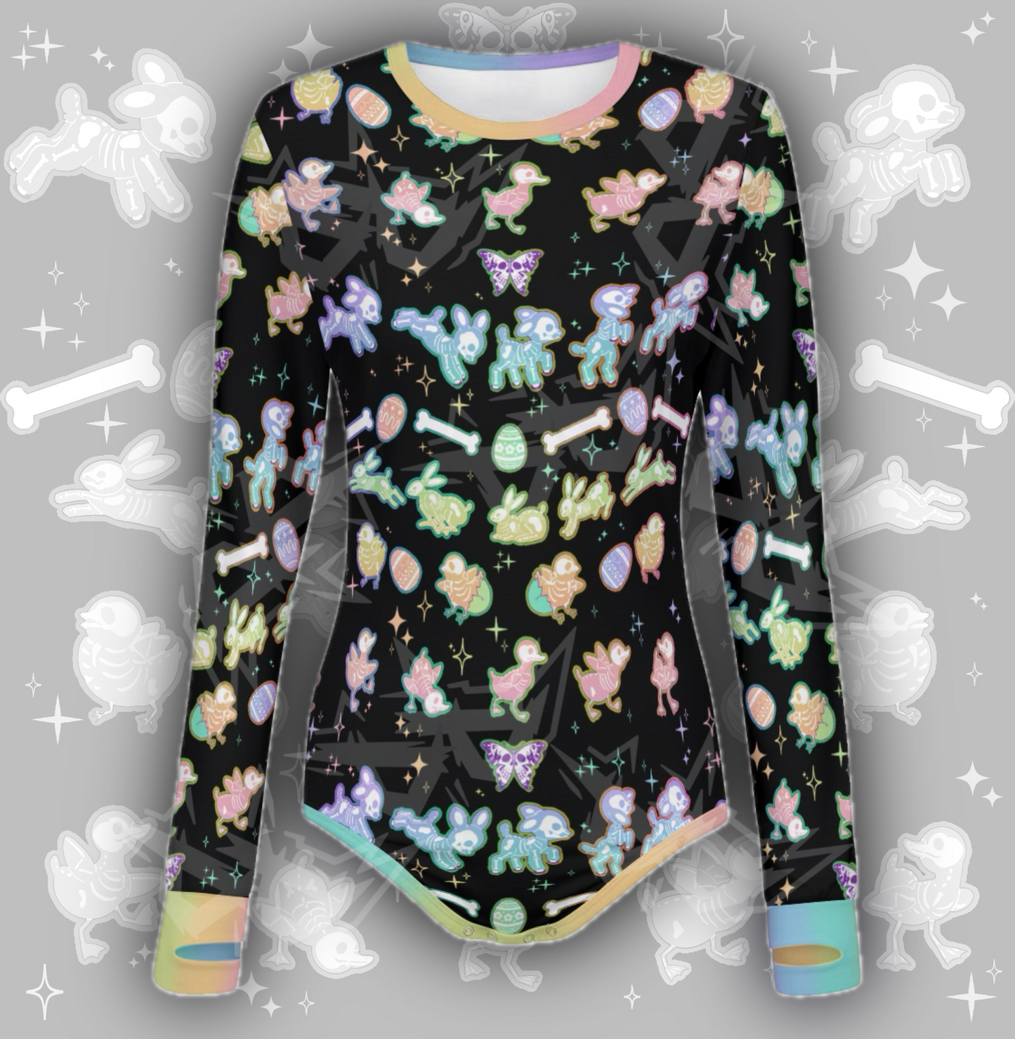 Pastel Parade L/S Onesie | Black