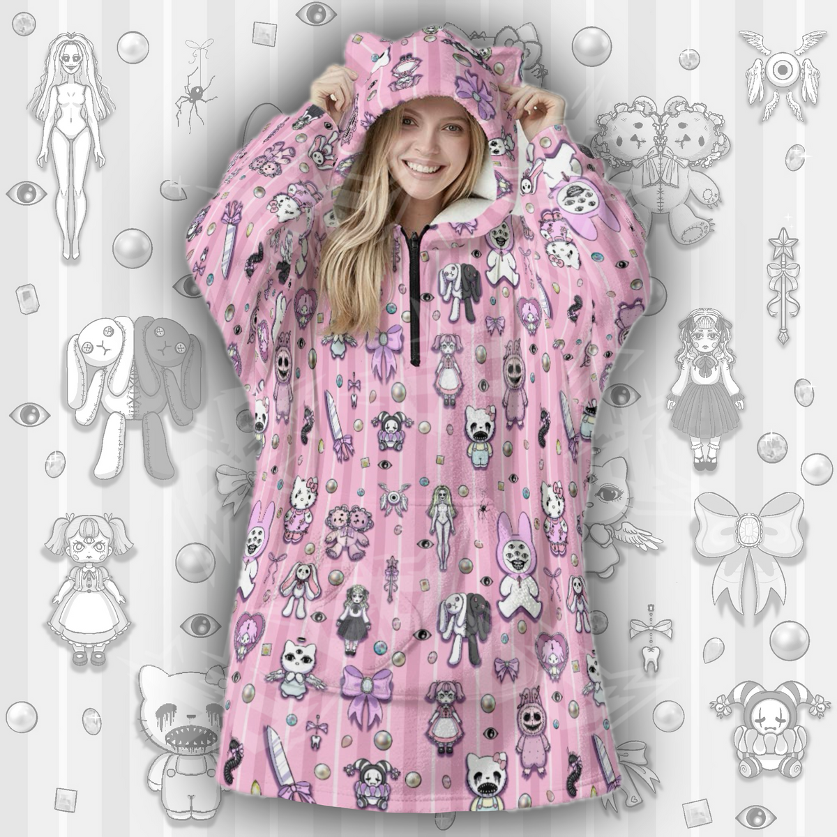 Bubblegum Horror Hooded Blanket
