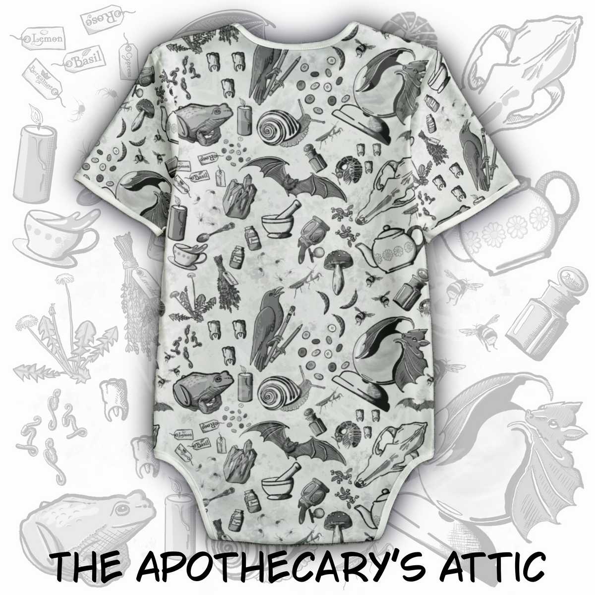 The Apothecary’s Attic Onesie | Greyscale