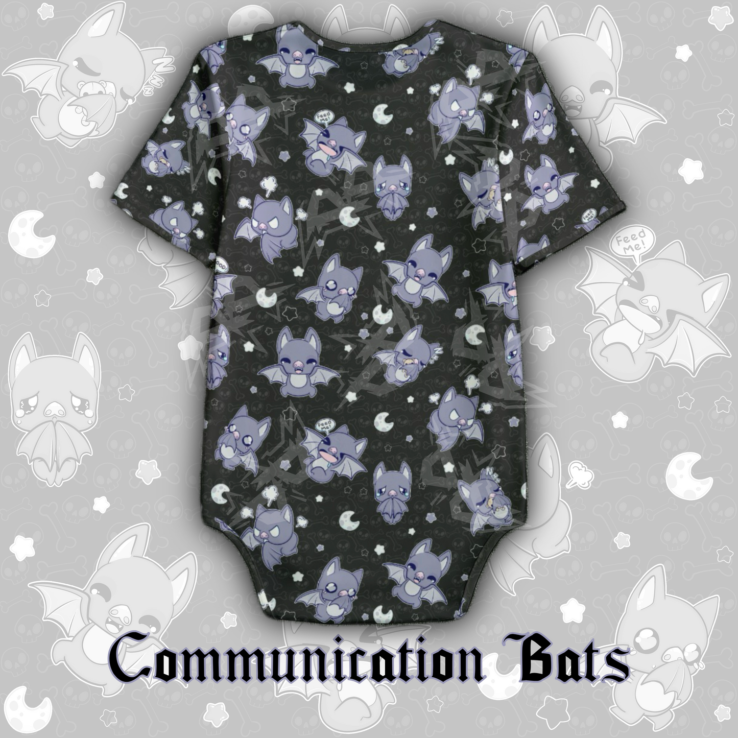 Communication Bats Onesie | Black