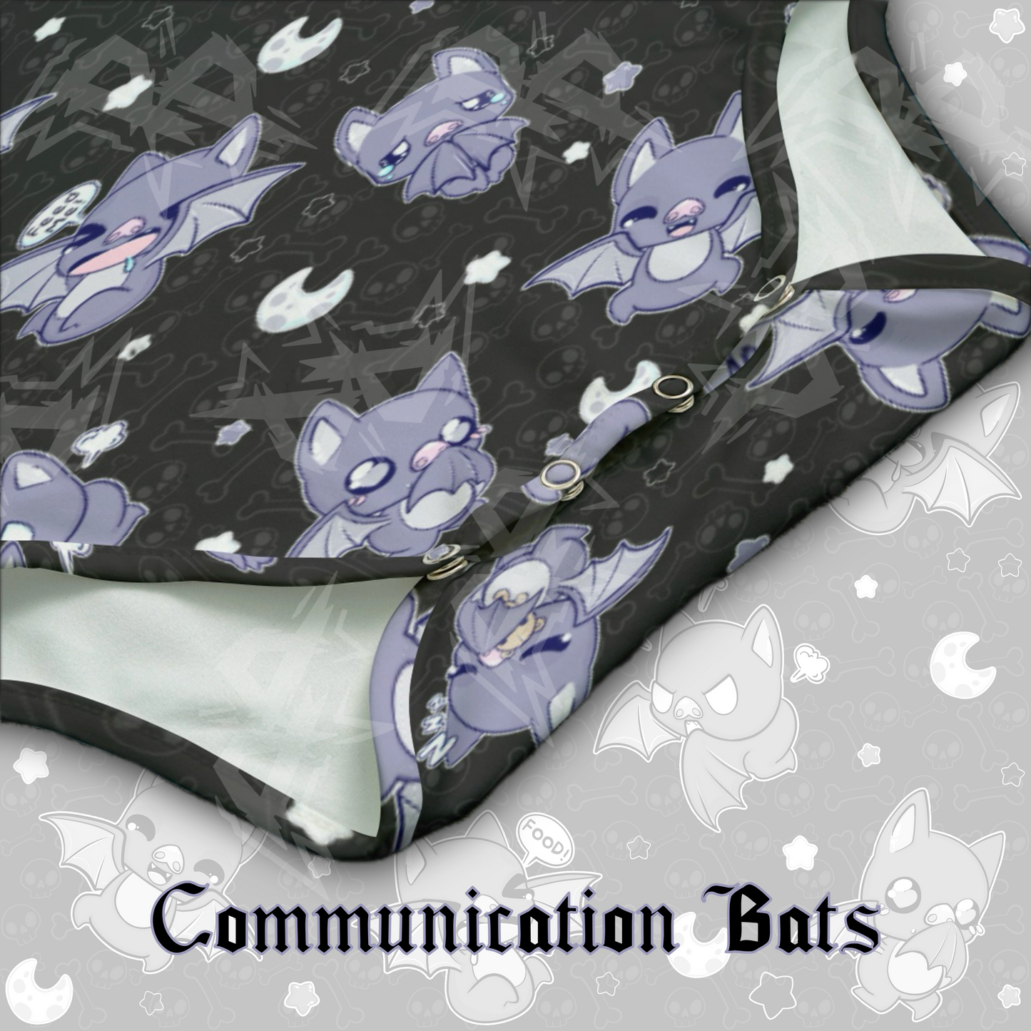 Communication Bats Onesie | Black
