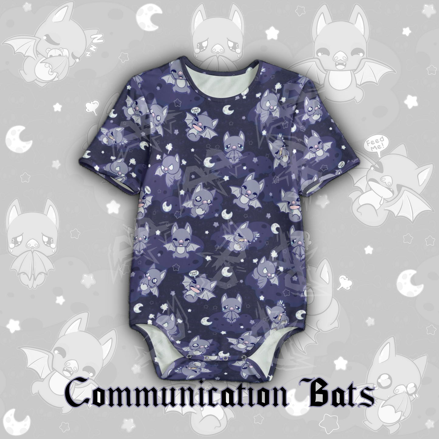 Communication Bats Onesie | Navy