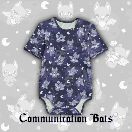 Communication Bats Onesie | Navy