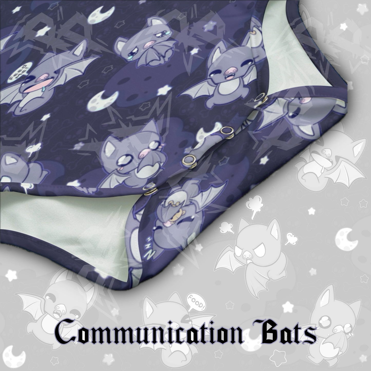 Communication Bats Onesie | Navy