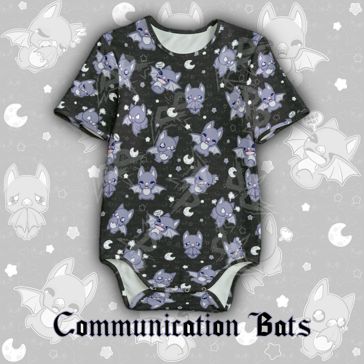 Communication Bats Onesie | Black