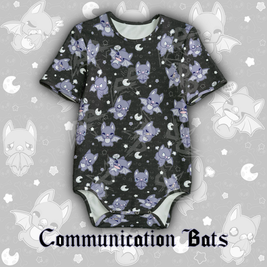 Communication Bats Onesie | Black