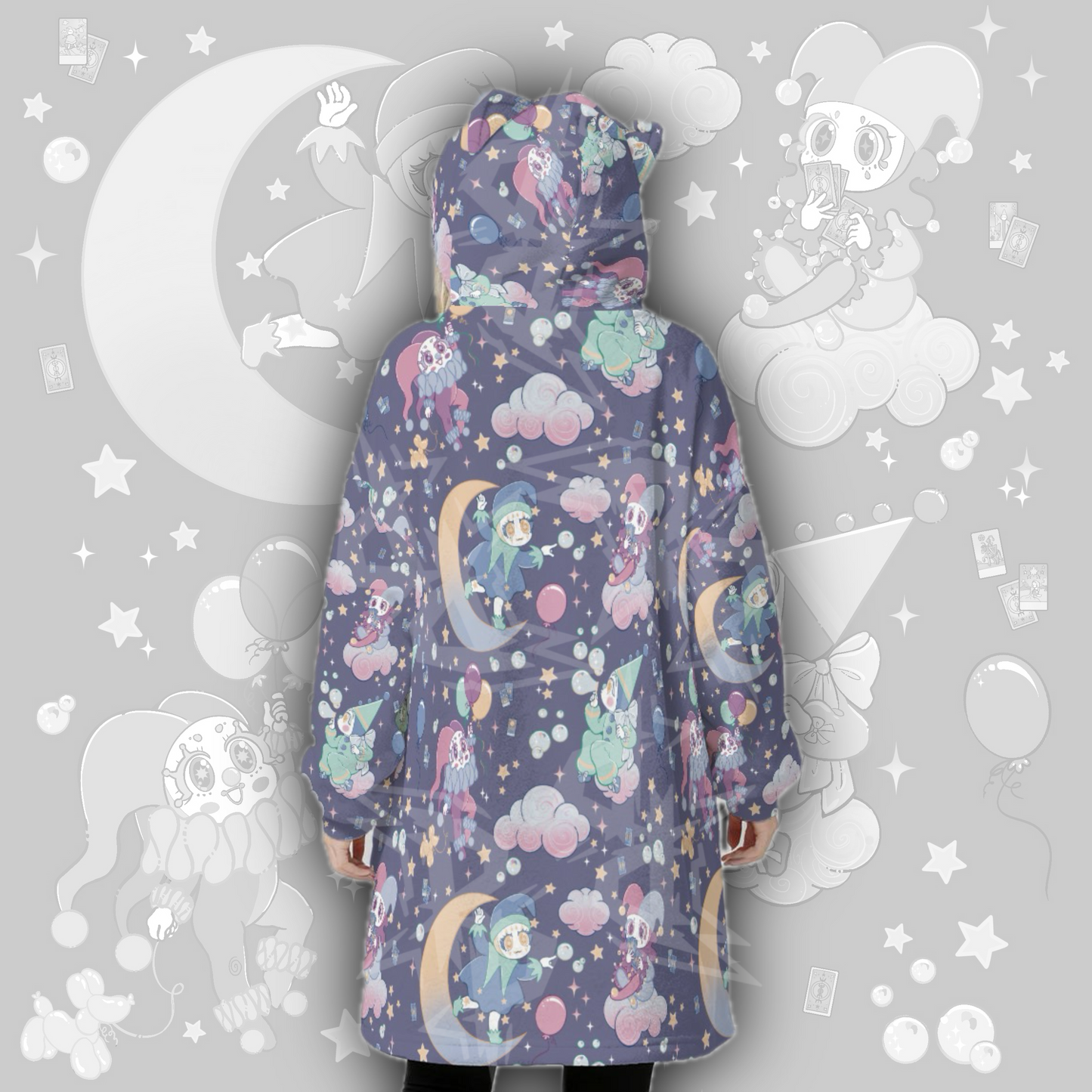 Cosmic Clowns Hooded Blanket
